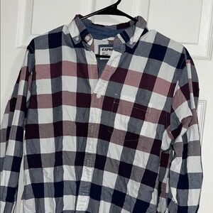 Express Blue and White Casual Button Down Shirt